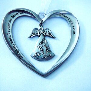 Silver Plated Heart Ornament Style “Daughter when it comes to my blessings..."